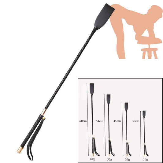 60CM Black PU Leather Spanking Paddle Long Whip Flirting Slave BDSM Bondage Flogger Sex Toys for Woman G Spot Sex Shop