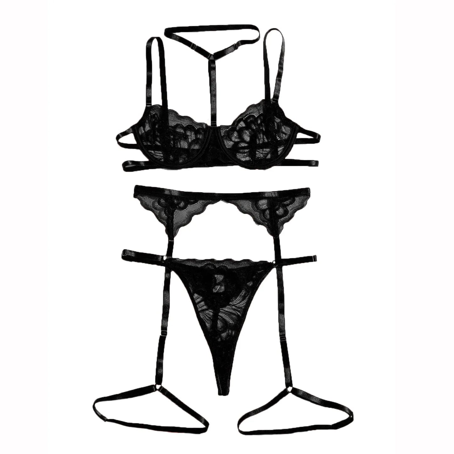 Sexy Erotic Lingerie Women Bra Garters Thongs Patchwork See through Lingerie Set Ladies Sexy Underwear Set Porn Sexy Costumes