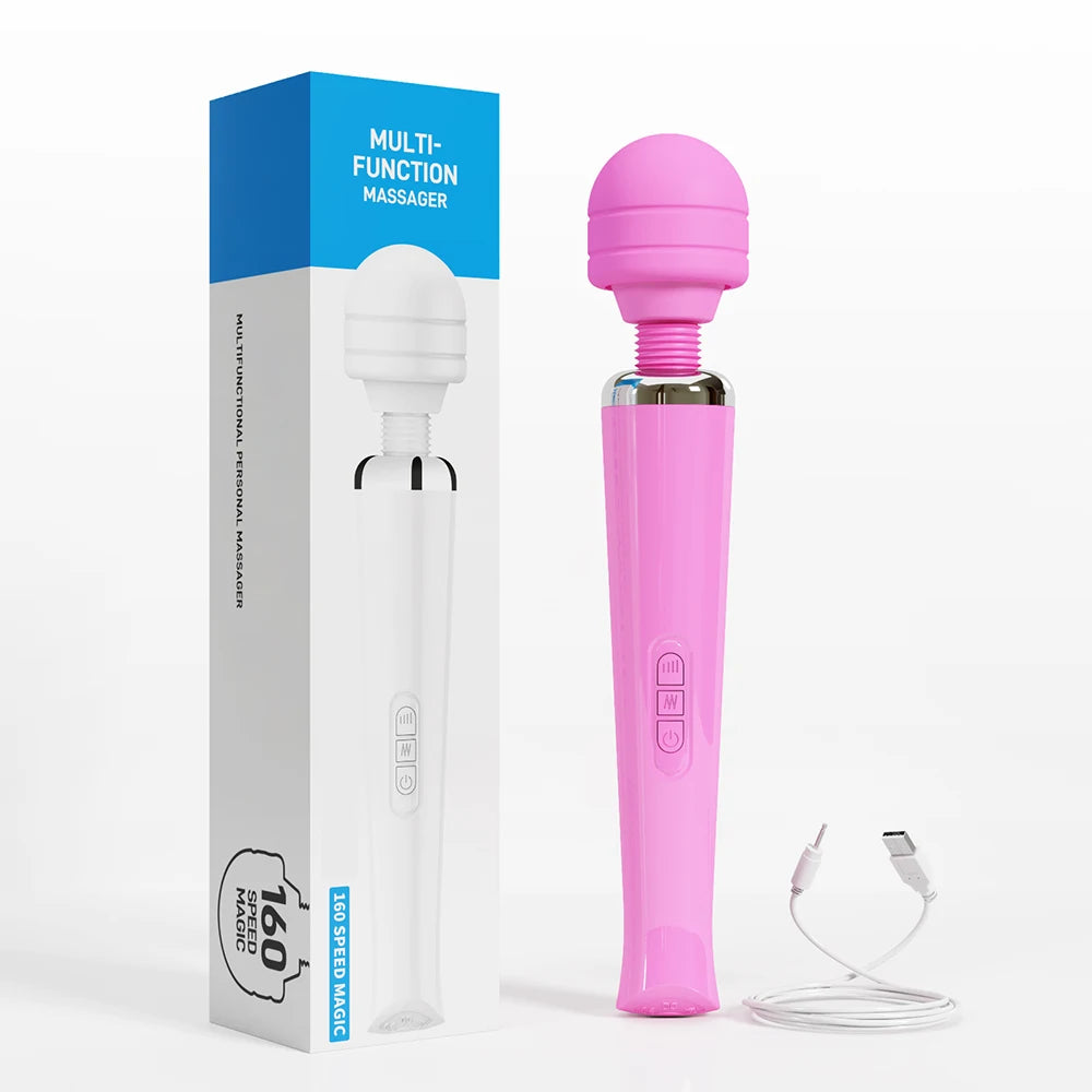20 Modes Powerful Magic Wand Vibrator for Women Body Massager G Spot Clitoris Stimulator USB Charging Adult Sex Toys for Woman