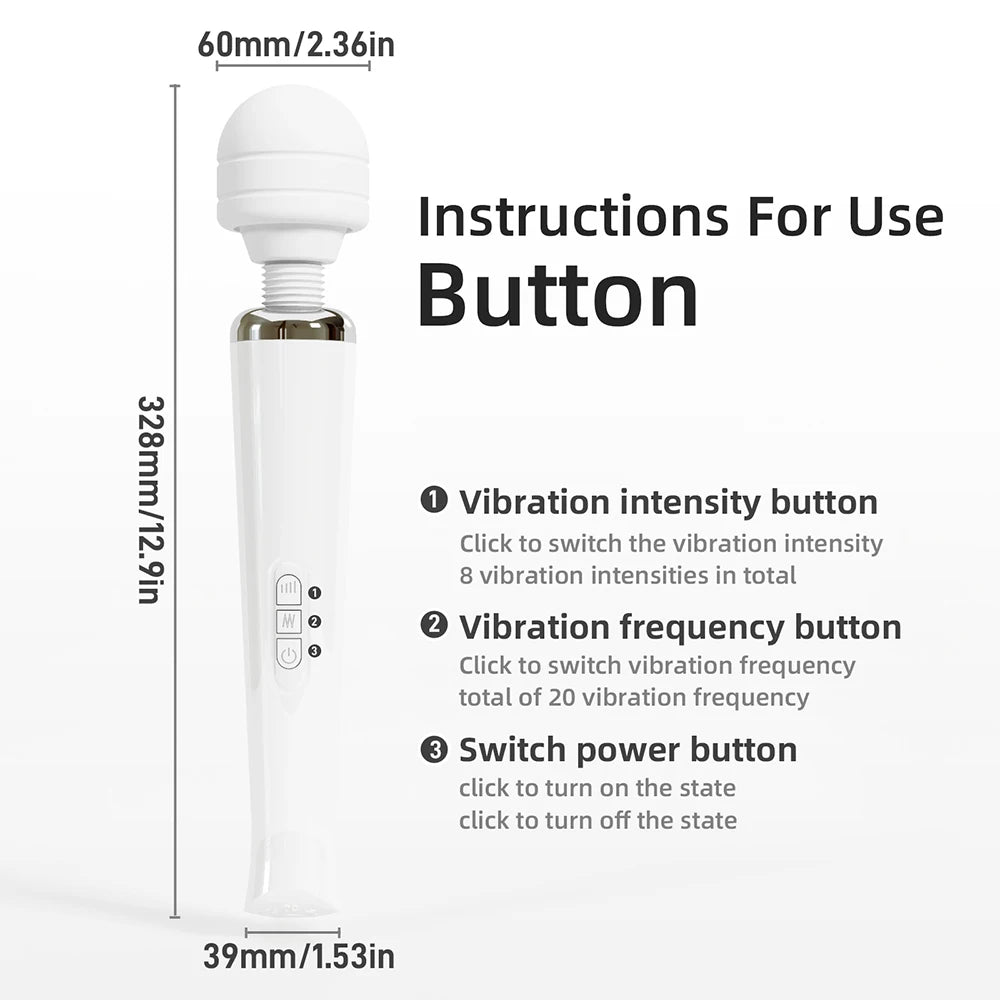 20 Modes Powerful Magic Wand Vibrator for Women Body Massager G Spot Clitoris Stimulator USB Charging Adult Sex Toys for Woman