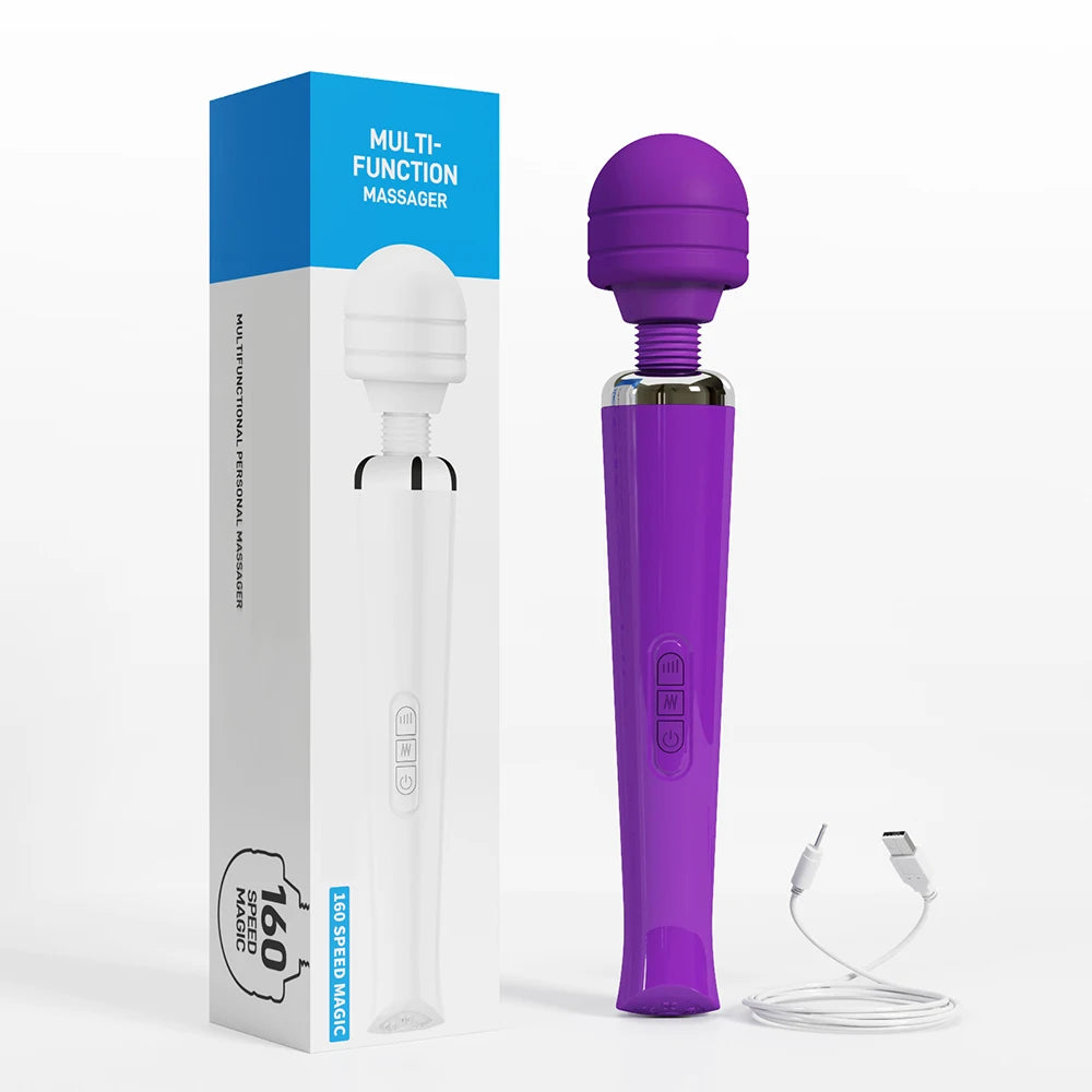 20 Modes Powerful Magic Wand Vibrator for Women Body Massager G Spot Clitoris Stimulator USB Charging Adult Sex Toys for Woman
