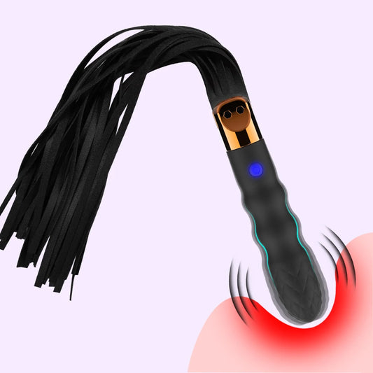 Women'S G-Spot Vibrator Premium Soft Leather Women'S BDSM Adult Sex Toys 2IN1 Ergonomic Design Rechargeable Sex Whip Vibration