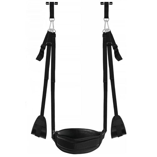 BDSM Door Sex Swing with Seat, Bondage Slave Leather Soft Plush Sex Slings with Adjustable Straps